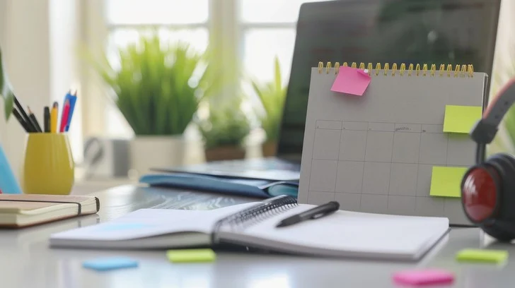 Organized desk with planner and digital tools